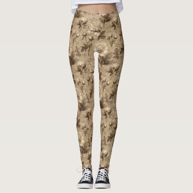 Leggings Vintage Botanical Floral Pattern (1) (Anverso)
