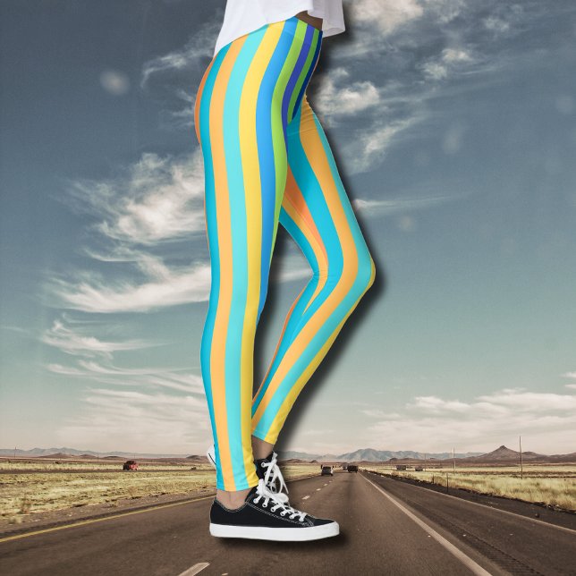Leggings Vintage Classic Blue & Naranja Rainbow Stripes (Subido por el creador)