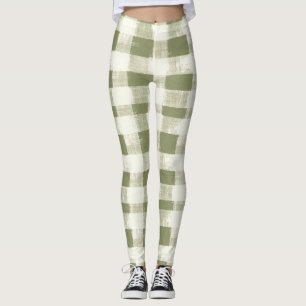 Leggings Vintage coloración de agua bohemia en verde mosca