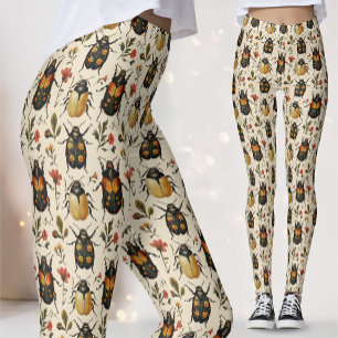Leggings Vintage Crema Dark Academia Escarabajo
