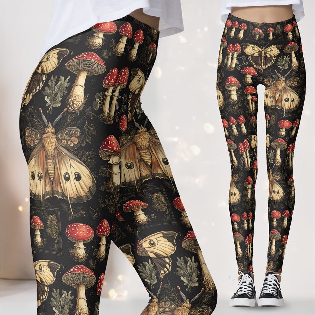 Leggings Vintage Dark Academia Moth Mushroom Pattern Gothic (Subido por el creador)
