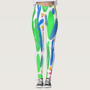Leggings Vintage de fondo blanco floral de Cactus