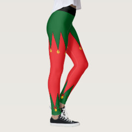 Leggings Vintage de moda Navidad Navidad Elf Red Green