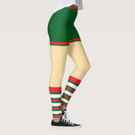 Leggings Vintage de moda vacaciones Elf Verde Rojo blanco
