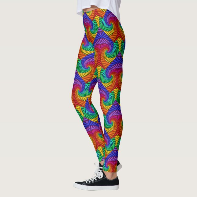 Leggings Vintage del arcoiris Kaleidoscopio psicodélico (Izquierda)