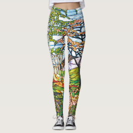 Leggings Vintage del vitral de Tiffany del abedul del iris