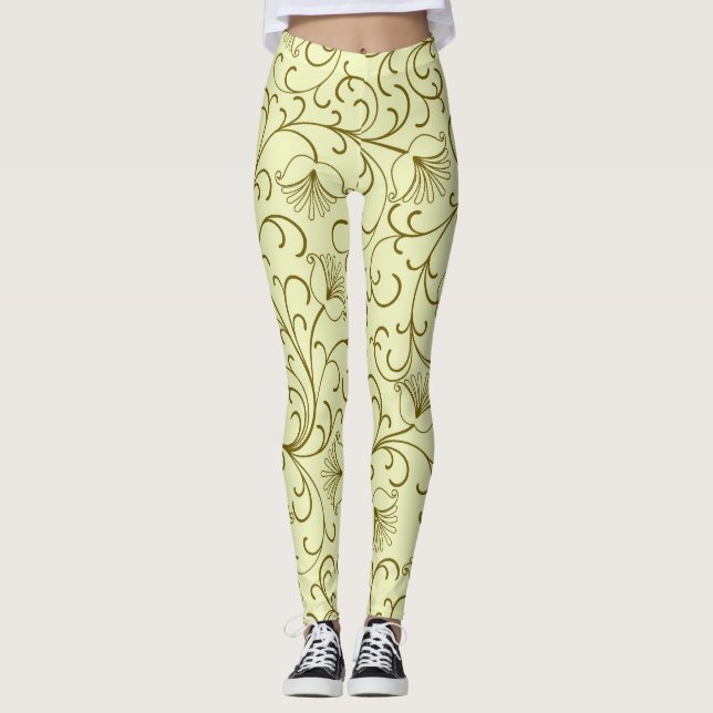 Leggings Vintage floral: hermoso Ilustracion de fondo (Anverso)