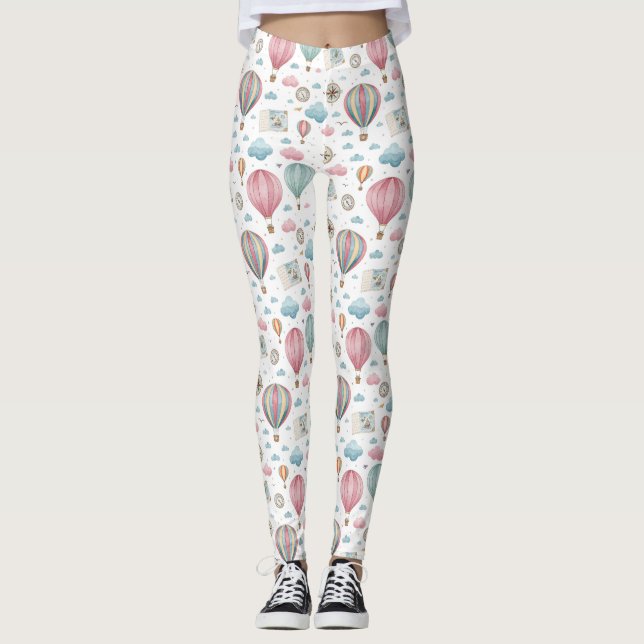 Leggings Vintage Hot Air Balloon Pattern (1) (Anverso)