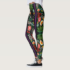 Leggings Vintage Indian Boho Floral Black
