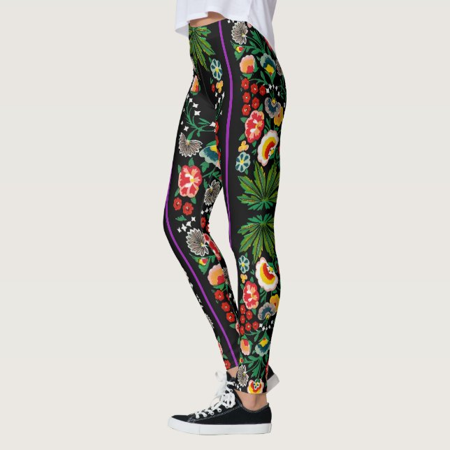 Leggings Vintage Indian Boho Floral Black (Izquierda)