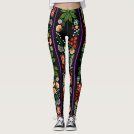 Leggings Vintage Indian Boho Floral Black