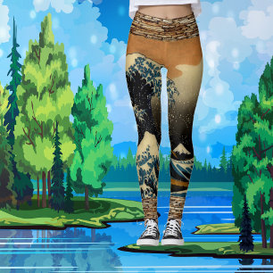 Leggings Vintage La Gran Ola Artista Japonesa Olas Oceánica