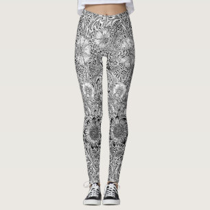 Leggings Vintage negro blanco Corncockle de William Morris