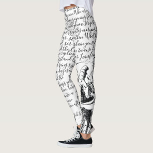 Leggings Vintage negro y blanco Alicia de la escritura en