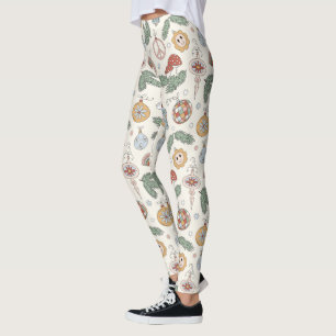 Leggings Vintage Ornamentos de Navidad y carteles de paz