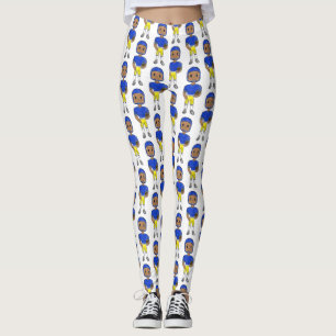 Leggings vintage retro jugador de fútbol azul amarillo simp