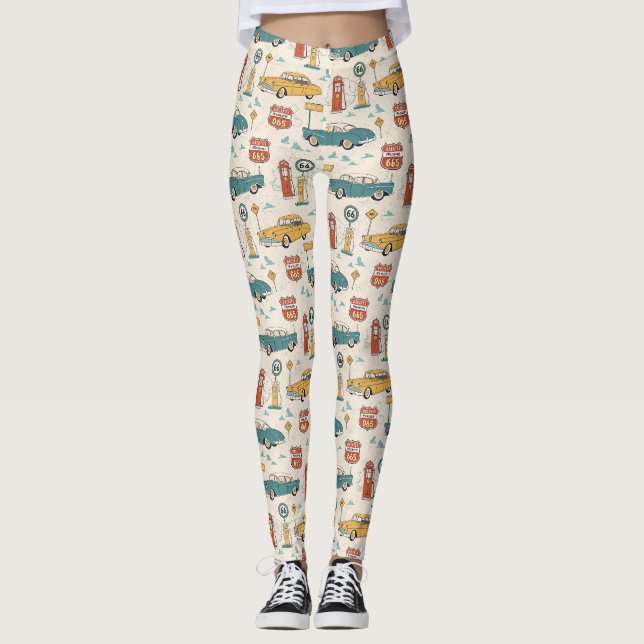Leggings Vintage Road Trip Pattern (1) (Anverso)