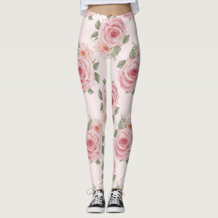 Leggings Vintage rosa rosa rosa jardilla de campo patrón fl