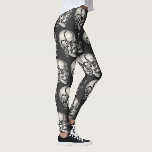 Leggings Vintage Science Human Anatomy, Antique Skull (Derecha)
