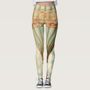 Leggings Vintage Steampunk Blue Hot Air Balloon
