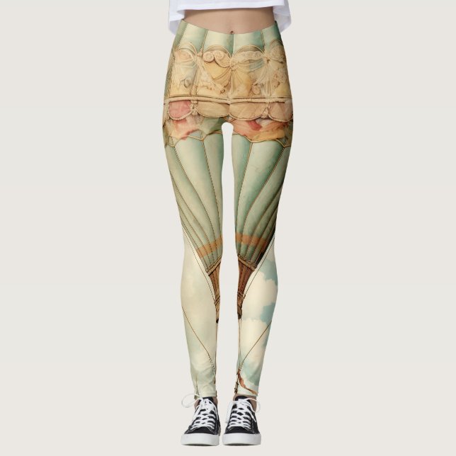 Leggings Vintage Steampunk Blue Hot Air Balloon (Anverso)