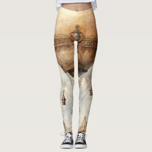 Leggings Vintage Steampunk Hot Air Balloon