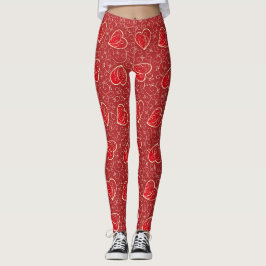 Leggings Vintage Swirling Hearts Love Pattern