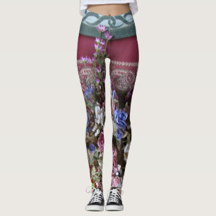 Leggings Vintage Teapot Floral con NOMBRE
