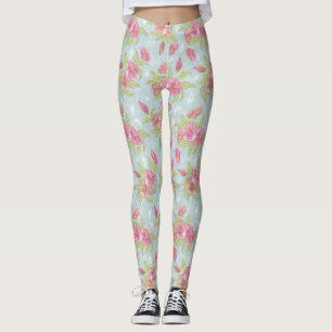 Leggings Vintage Vectror Floral Hibiscus
