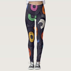 Leggings Vintage Vinyl Records Fondo de música
