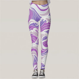 Leggings Violet Wave Pattern