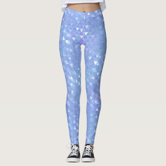 Leggings Violeta Azul Triángulos Geométricos de Moda (Anverso)