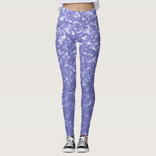 Leggings Violeta de lavanda chispeando purpurina (Anverso)