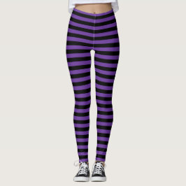 Leggings Violeta rayada y bruja malvada de Halloween negra