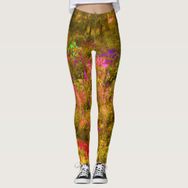 Leggings Vista de flores de jardín panorámico dorado genial