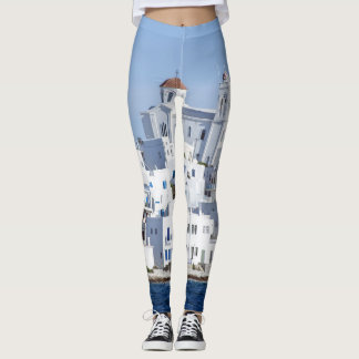 Leggings Vista de la isla de Naoussa Village Paros
