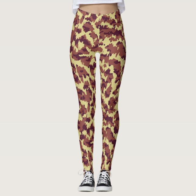 Leggings Vive Camo Doodle Retro Negro y Rojo Sin Marea (Anverso)