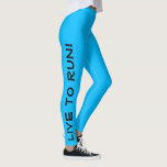 Leggings ¡Vive para Correr! ¡Corre a vivir! Blue High Vis R<br><div class="desc">Estas divertidas leggings están diseñadas pensando en los corredores. Son un color azul brillante de alta visibilidad con texto negro corriendo por cada pierna. Una pierna dice "¡Vive para Correr!" la otra dice "¡Corre para Vivir!" Perfectas ruedas y el color es una medida de seguridad para asegurarte de que los...</div>