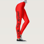 Leggings ¡Vive para Correr! ¡Corre a vivir! Red High Vis Ru<br><div class="desc">Estas divertidas leggings están diseñadas pensando en los corredores. Son un color rojo de alta visibilidad brillante con texto negro corriendo por cada pierna. Una pierna dice "¡Vive para Correr!" la otra dice "¡Corre para Vivir!" Perfectas ruedas y el color es una medida de seguridad para asegurarte de que los...</div>