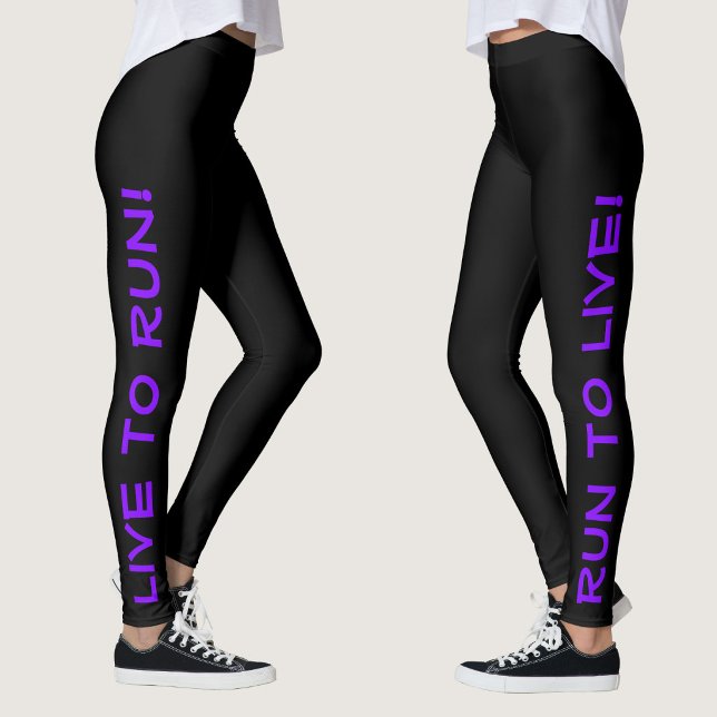 Leggings ¡Vive para correr! ¡Corre para vivir! Running negr (Right Side/Left Side)