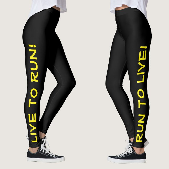 Leggings ¡Vive para correr! ¡Corre para vivir! Running negr (Right Side/Left Side)
