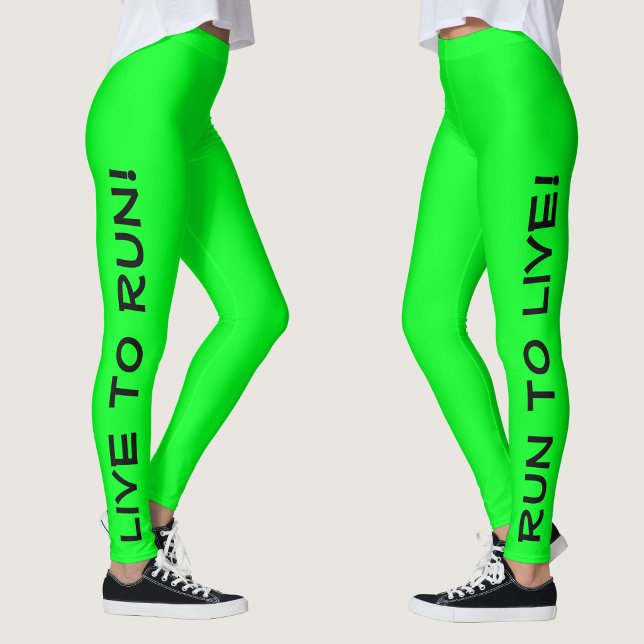 Leggings ¡Vive para correr! ¡Corre para vivir! Verde Lima B (Right Side/Left Side)