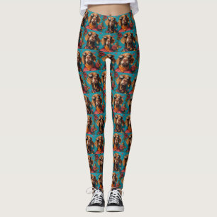 Leggings Vizsla con Corazones de Rosas Día de San Valentín