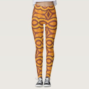 Leggings Voces de gatito de diseño geométrico curvo dorado