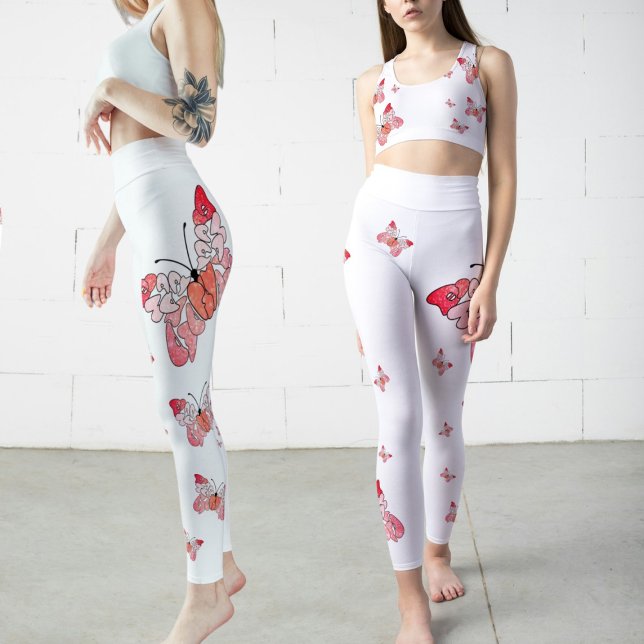 Leggings Volar para ser feliz mariposa rosa blanca (Subido por el creador)