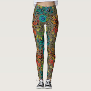 Leggings Volar, volar libélula sobre marrón