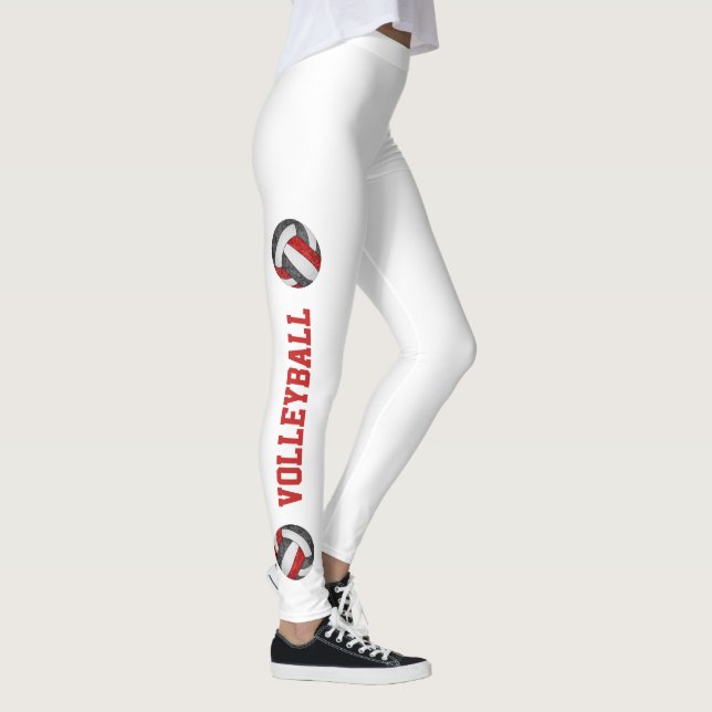 Leggings voleibol rojo negro con texto para voleibol de pie (Derecha)
