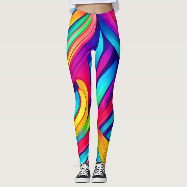 Leggings Vórtice del arcoiris psicodélico (Anverso)