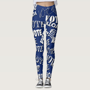 Leggings Votar patrón de texto fuente elección azul blanco