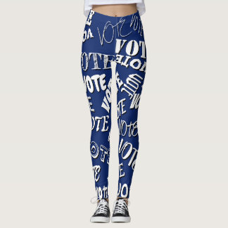 Leggings Votar patrón de texto fuente elección azul blanco